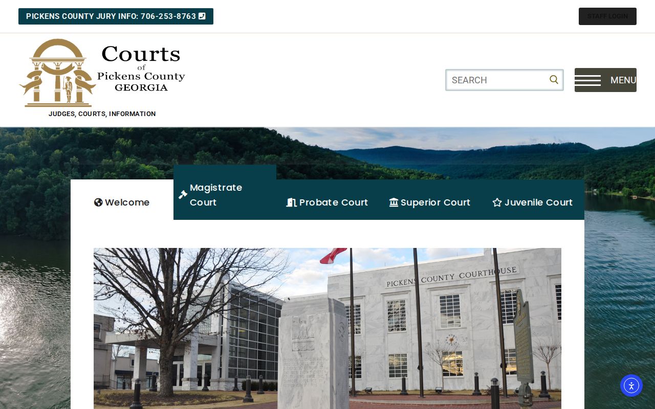 Pickens County court docket courts landing page